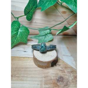 Navajo-Made New Lander Varicsite Tufa Cast & Sterling <b>Silver</b> Fashion <b>Cuff</b> <b>Bracelet</b> - Product Image 1