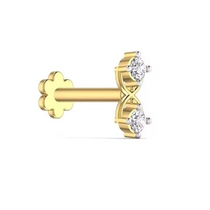 Real Diamond <b>Nose</b> <b>Stud</b> Pin Body Piercing Jewelry Fine Jewelry <b>Gold</b> 2 Stone 14kt Solid for Women in Yellow Rose and White <b>Gold</b> - Product Image 4