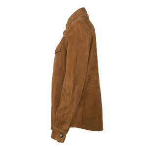 Chemise décontractée en daim faite à la main pour hommes en usine Style cuir doux au toucher respirant avec taille et col réglables - Product Image 4