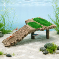 Plateforme de bain de soleil pour tortues en résine floquée, rampe en tronc d'arbre artificiel, décoration d'aquarium pour terrarium de tortues aquatiques
