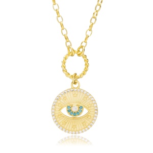 Médaillon Oeil Turc Pendentif Charme Collier En Gros Fabriqué À La Main 925 Bijoux En Argent Sterling - Product Image 3