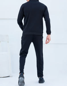 Survêtements de sport d'entraînement d'automne respirants personnalisés en gros pour hommes - Ensembles de jogging 100% coton Pantalons noirs Fitness Adulte - Product Image 6