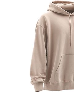 Sudadera con capucha beige de gran tamaño para hombre con bolsillo de canguro, diseño de hombro caído, sudadera informal de lana suave para Calle - Product Image 3