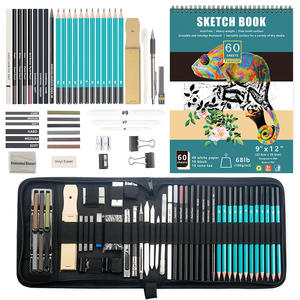 MIKAILAN 50/Set Set Pensil Sketsa Seni Kit Gambar Sketsa Profesional Tas Pensil Kayu dengan 3 Warna Buku Sketsa - Product Image 4