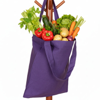 Sac de courses promotionnel réutilisable en toile de coton biologique personnalisé, écologique, recyclable, biodégradable, imprimé en sérigraphie avec logo violet