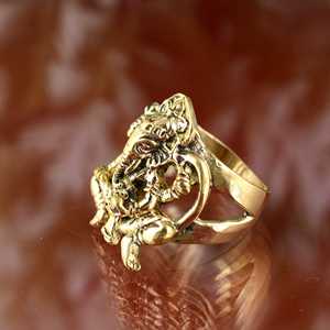 Bijoux en gros artisanat en laiton Vintage tête d'éléphant solide bague en laiton ornements approvisionnement direct d'usine - Product Image 3