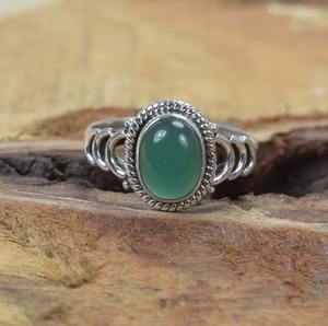 Natural Green Onyx Cabochon Gemstone Solid 925 Sterling Silver Handmade Ring Jewelry Sterling Silver 925 <b>Stamped</b> Ring Jewelry - Product Image 4