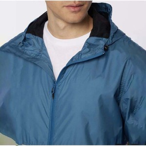 Windbreak Waterproof Breathable Quick Dry Patchwork <b>Rain</b> <b>Jacket</b> <b>Lightweight</b> Polyester Windbreaker Hooded Collar Zipper Closure - Product Image 4