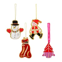Ornements de Noël faits à la main, brodés, perlés, en velours et satin, avec logo personnalisé Brazeal Studio, en forme de papillon et de girafe