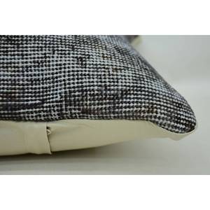 Oreiller en laine pied-de-poule gris 16x16 pouces coussin décoratif Vintage brodé Kantha Patchwork motifs floraux et carrés - Product Image 4