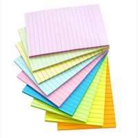 Vente en gros bon marché logo personnalisé réutilisable papeterie scolaire claire colorée blocs de papier à lettres notes autocollantes avec lignes pour le bureau