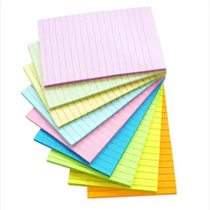 Vente en gros bon marché logo personnalisé réutilisable papeterie scolaire claire colorée blocs de papier à lettres notes autocollantes avec lignes pour le bureau