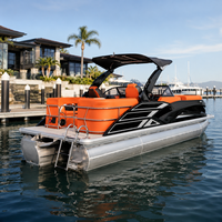Bateau ponton de luxe S22A de 22 pieds pour la pêche sportive, double pont, pour fêtes en famille, en aluminium, certifié CE, yacht à voile hors-bord