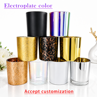 Pot à bougie électrolytique en verre vide de luxe Récipient à bougie d'aromathérapie avec couvercle miroir doré pour la fabrication de bougies