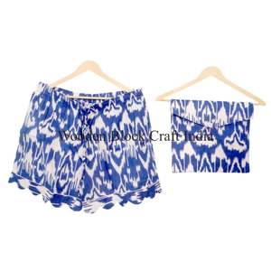 Conjunto de Pijama Kangura de Algodón Puro Hecho a Mano en India, Estampado a Mano, Estilo Vintage, Ropa de Dormir Corta para Otoño, Verano y Primavera - Product Image 4