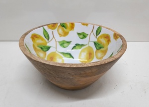 Hot Selling Wooden and Meena Work Kitchenware Bowl Good Quality Round Shape Solid Wood Tabletop <b>Dinnerware</b> Bowl Handmade - Product Image 3