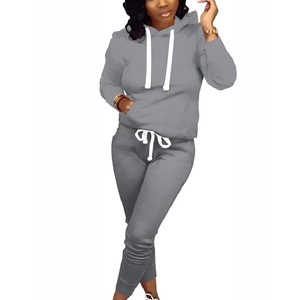 Survêtement d'entraînement deux pièces de haute qualité pour femmes ensemble de pantalons de survêtement motif solide techniques lavées prix de gros pour l'hiver - Product Image 5