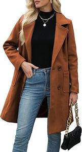 Veste de moto d'été pour femme, mi-longue, en laine mélangée, unie, respirante, épaisse, couleur camel, à double boutonnage, col à revers, chaude - Product Image 6