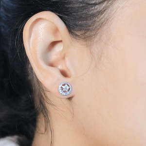 ต่างหูทรงดาวและพระจันทร์ดีไซน์มินิมอลประดับเพชรซิคอนและมุก แบรนด์ Zarkan Trendy Religious Stud ตัวเรือนทำจากทองเหลือง เหมาะสำหรับงานปาร์ตี้และเป็นของขวัญ - Product Image 3