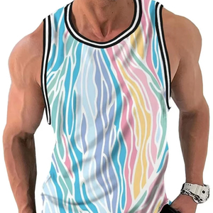 Funny 3D Color <b>Stripe</b> Printed Men's <b>Tank</b> <b>Top</b> Fashion Breathable Gym T-shirt Outdoor Run Fitness Sports Sleeveless Shirt Man Vest - Product Image 5