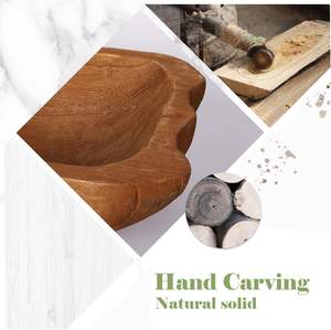 Cuenco para masa, cuencos de masa de madera rústica marrón de 19,7 pulgadas para decoración, cuencos decorativos de madera maciza Natural tallados a mano, lazo de pan largo - Product Image 2