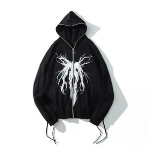 Men's Zipper Hoodie Oversized Zipper Unisex Cotton Fleece Hoodie Printing Custom Full Face <b>Zip</b> Hoodie for Men - Product Image 4