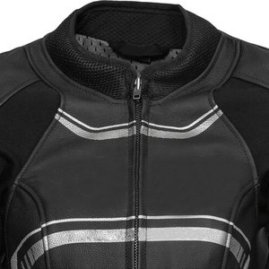Chaqueta de motorista de cuero genuino para hombre en blanco y negro Diseño acolchado Ropa deportiva estampada para motocicletas y motociclismo - Product Image 4
