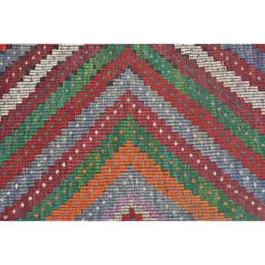 Tapis Turc Vintage Ethnique Rouge Vert Patchwork Laine Tapis 3.1x6.3ft Salon Décoration 10mm Épaisseur avec Support Latex - Product Image 5