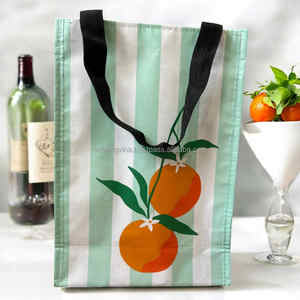 Bolso de mano con correa de hombro de tamaño mediano reciclado de RPET tejido ecológico personalizado para compras de comestibles supermercado eventos promocionales - Product Image 5