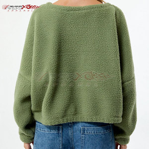 <b>Women's</b> Winter Sherpa Fleece Sweatshirt Loose Design and Drop Shoulder Style Printed Woven Fabric for Autumn - Product Image 5