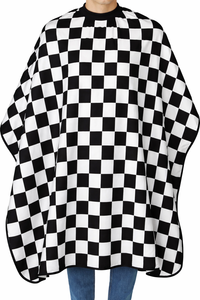 Unisex <b>Barber</b> Salon <b>Cape</b> Black White Checkered Pattern Hair Cutting <b>Cape</b> with Adjustable Neck - Product Image 4