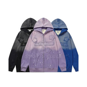 Sudadera con Capucha de Invierno para Hombre, Estilo Urbano Vintage, Bordado Desgastado, Corte Regular, Felpa - Product Image 1