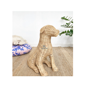 Estatua de Perro Sentado Tejida a Mano con Hierba Marina, Escultura, Figurita, Decoración del Hogar, Regalo Decorativo Hecho a Mano, Obra de Arte, Cachorro Adorable - Product Image 3