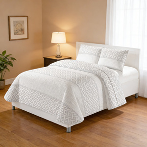 Copriletto Moderno con Stampa Geometrica Lavabile 100% Poliestere Morbido per Uso Domestico Misure 90-180cm - Product Image 2