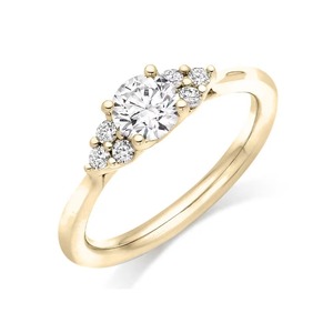 Anillo de Compromiso Redondo con Diamante Cultivado en Laboratorio Brillante, Corte Trilogía, Oro Sólido de 14K, G-VS2, Producto Genuino - Product Image 2