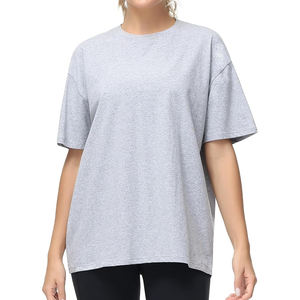 Respirant femmes décontracté surdimensionné T-Shirts été col rond manches courtes entraînement goutte épaule femmes t-shirt - Product Image 1