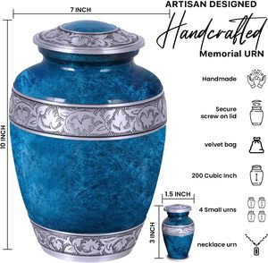 ชุดโกศสำหรับผู้ใหญ่6ชิ้นประกอบด้วยโกศขนาดใหญ่1ชิ้นพร้อมของที่ระลึกขนาดเล็ก4ชิ้นและสร้อยคอสำหรับขี้เถ้า1ชิ้น - Product Image 2