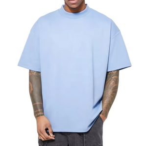 Camiseta de Cuello Redondo de Manga Corta de Algodón Negro de Corte Holgado Premium de 230 g/m² para Hombre, para Uso Diario Informal, Transpirable - Product Image 3