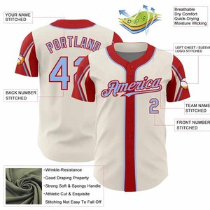 Custom Baseball Jerseys Personalized Name Number Customized Uniform Shirts for Team 100% Polyester Windproof Moisture-Wicking - Product Image 3