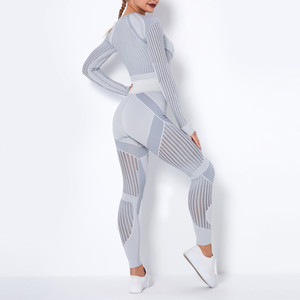 Vêtements d'athlétisme pour dames, vêtements de sport, de fitness, d'entraînement, vêtements actifs, sans coutures, survêtement pour femmes, ensemble de costumes de yoga à manches longues - Product Image 2