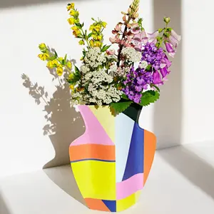 Custom Spanish design Glass Vase, Foldable Waterproof leather Flower Vase Cover ,DIY Sleeve Paper Vase