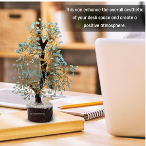 Pierre semi-précieuse naturelle Apatite arbre de pierres précieuses 300 puces arbre de cristal Feng Shui Figurine pour la décoration de la maison - Product Image 3