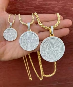 Moissanite círculo redondo Hip Hop medallón joyería fina colgantes y dijes 925 pases de plata esterlina con probador de diamantes - Product Image 4