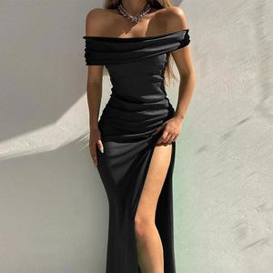 Vestido de Noche de Alta Calidad al por Mayor para Mujer con Borlas, Diamantes y Fruncido, Elegante y de Lujo para Fiesta, de Manga Corta - Product Image 5