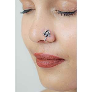 Pendientes de Plata 925 con Clip para la Nariz, Diseño Geométrico Nazakat Tribal Paisley, Pendientes Tribales Tradicionales - Product Image 5