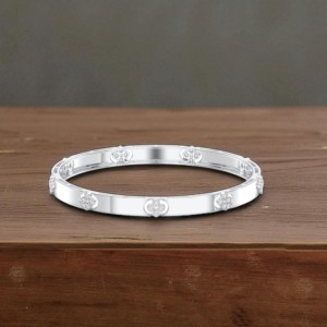 0,65 Quilates Moissanite E-F/VVS Corte Redondo Diamante Emblema Diseño Brazalete en Oro macizo 10K 14K 18K - Product Image 5