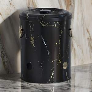 ถังเก็บและเก็บหัวหอมทำจากโลหะสีดำลายหินอ่อน5L Ø175x225mm เก็บและภาชนะบรรจุอาหาร - Product Image 4