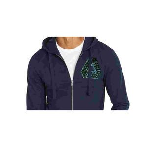 Felpa con Cappuccio Buffalo David Bitton da Uomo Blu Navy, Comoda e Confortevole, 100% Cotone French Terry, Taglia XXS con Cerniera e Stampa Serigrafica - Product Image 2