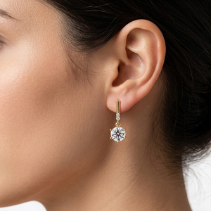 Pendientes Minimalistas Colgantes con Diamante Solitario, Oro Puro de 14K, Diamante Redondo Cultivado en Laboratorio, Certificado IGI, Joyería Fina para Mujer - Product Image 3