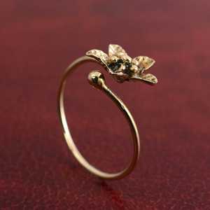 Boho Flower Brass <b>Ring</b> Gold Plated Natural Bedded <b>Open</b> Wholesale <b>Ring</b> - Product Image 4